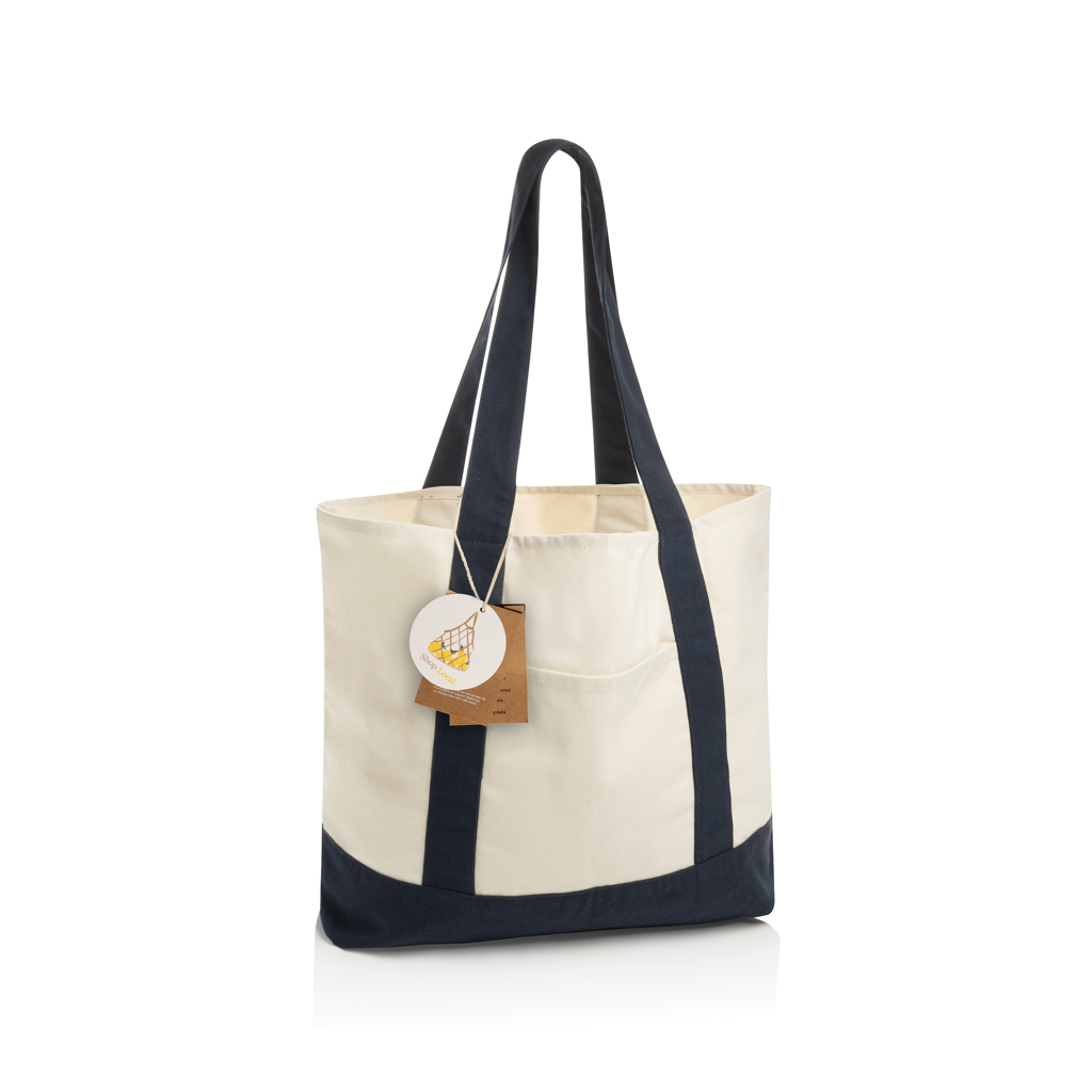Cabas personnalisé coton recyclé 350 g/m² Shop Local Bleu marine